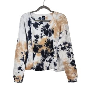 Jala Black and Tan Tie-Dye Cropped Sweatshirt Size Large Pre-loved
